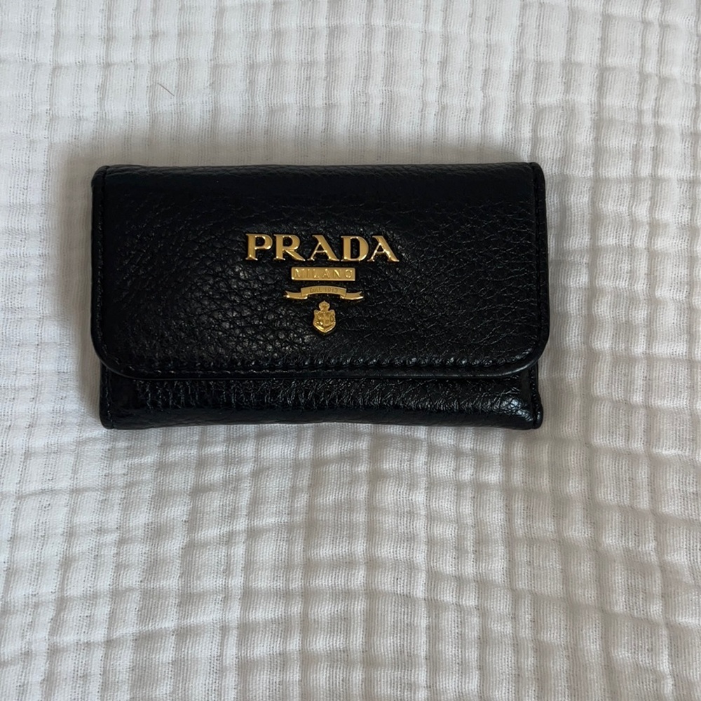 Authentic leather Prada key holder